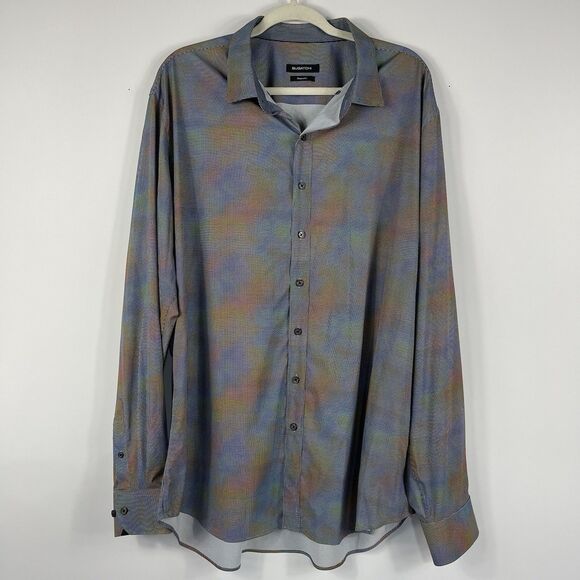 BUGATCHI Men's Shaped Fit Geometric Iris Rainbow Print Long Sleeve Shirt 2XL - Picture 1 of 8